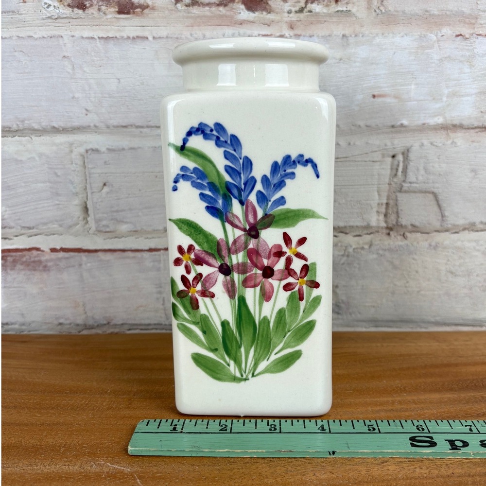 Emerson Creek Pottery 1997 Floral Bud Vase Hand Painted Cottagecore Decor